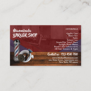Rustic Barber shop Razor Brush Pole Photo Business Card