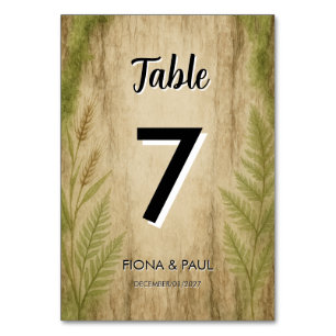 Rustic Bark and Moss Forest Table Number Card
