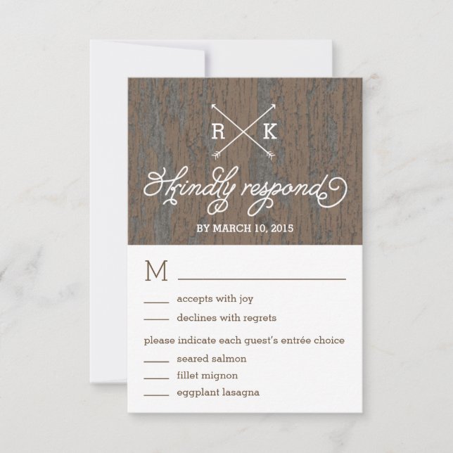 Rustic Bark Wedding Response / RSVP Cards (Front)