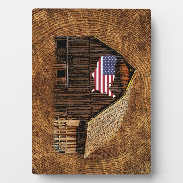Rustic Barn American Flag Plaque (Front)