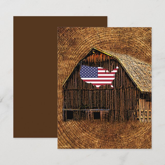 Rustic Barn American Flag RSVP Card (Front/Back)