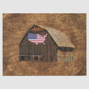 Rustic Barn American Flag Tissue Paper
