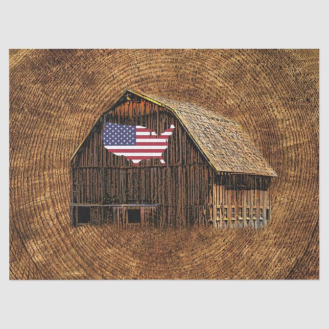 Rustic Barn American Flag Tissue Paper (Front)