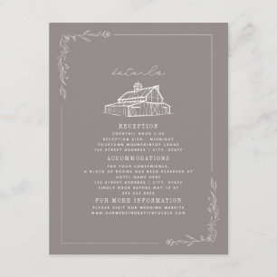 Rustic Barn Amethyst Grey Fall Wedding Details Enclosure Card