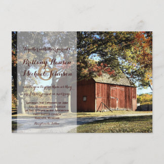 Rustic Barn and Trees Country Wedding Invitation