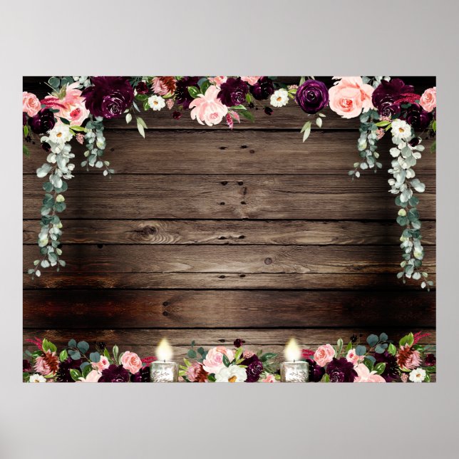 Rustic Barn Board Floral Blank XL DIY Poster (Front)