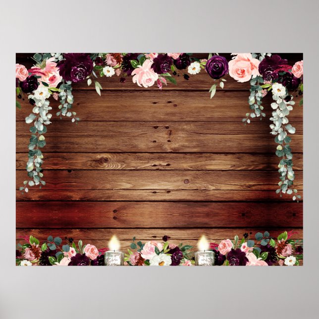 Rustic Barn Board Floral Blank XL DIY Poster (Front)
