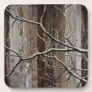 Rustic Barn Board Vintage Wood Tree Branch Beverag Coaster