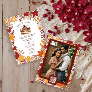 Rustic Barn Botanical Fall Leaves & Branches Frame Save The Date