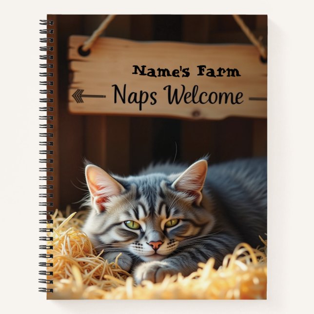 Rustic Barn Cat Farmhouse Notebook (Front)