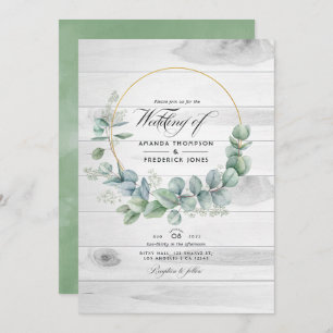 Rustic Barn Country Eucalyptus  QR Code Wedding Invitation