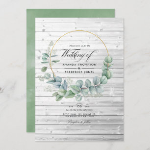 Rustic Barn Country Geometric Eucalyptus Wedding Invitation