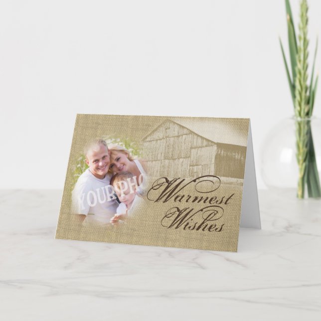 Rustic Barn Country Photo Holiday Card (Front)