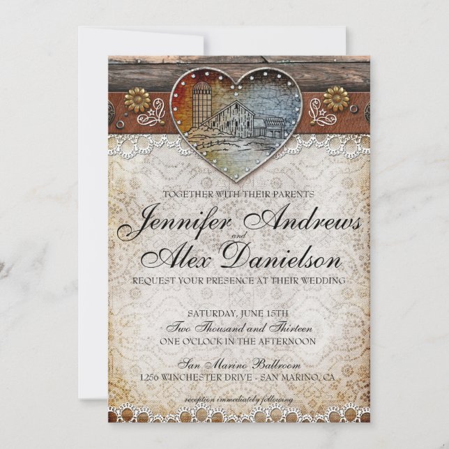 Rustic Barn Country Wedding Invitation (Front)
