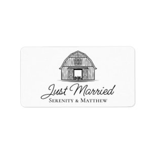 Rustic Barn Country Wedding Just Married Label