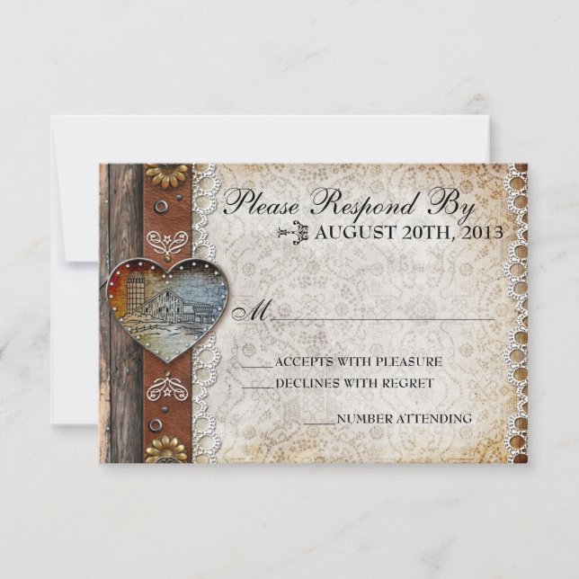 Rustic Barn Country Wedding RSVP (Front)