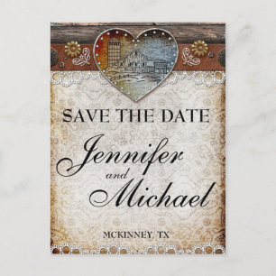 Rustic Barn Country Wedding  Save the Date Card