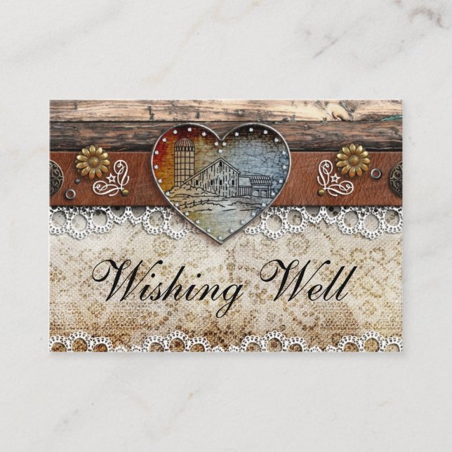 Rustic Barn Country Wedding Wishing Well Cards (Front)