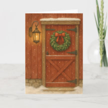 Rustic Barn Door Christmas Card
