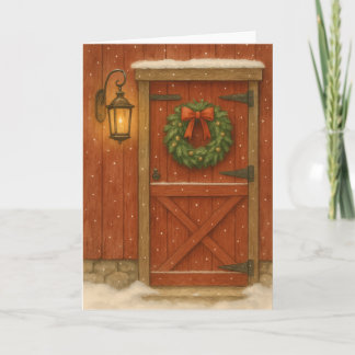 Rustic Barn Door Christmas Card