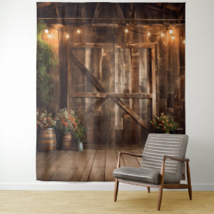 Rustic Barn Door Hanging Tapestry Country Photo