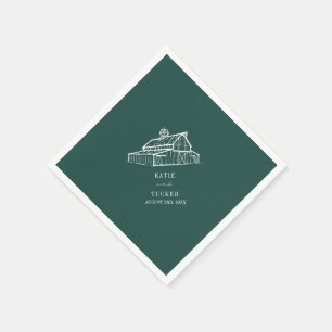 Rustic Barn Emerald Green Farm Fall Wedding  Napkin