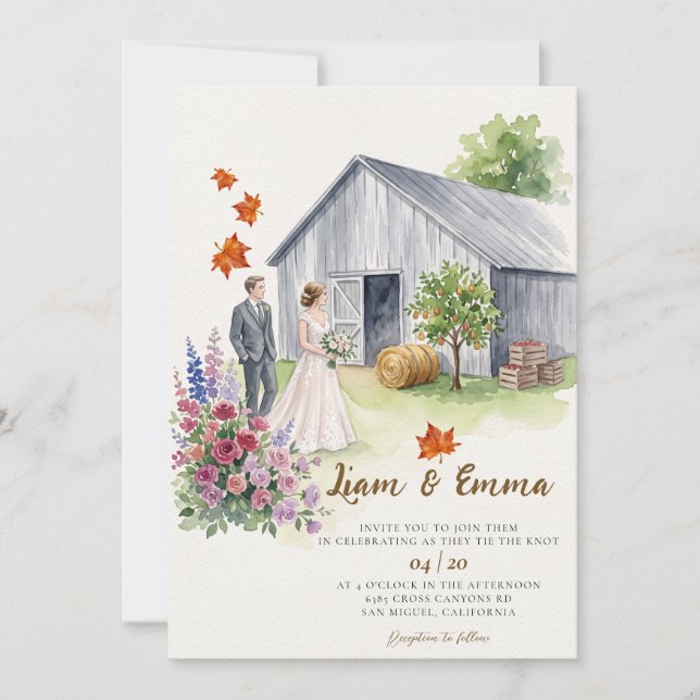 Rustic Barn Farm Wedding Invitation (Front)