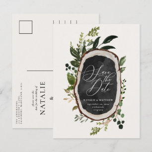 Rustic barn farmhouse fall elegant wedding announcement postcard