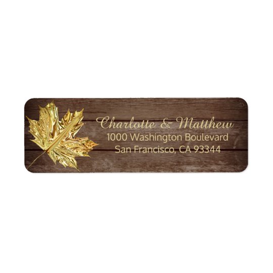 Rustic Barn Gold Leaves Wedding Return Address Return Address Label