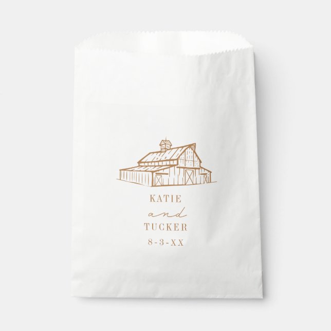 Rustic Barn Goldenrod Fall Wedding Favour Bags (Front)