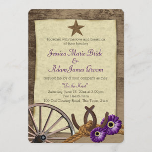 Rustic Barn Horseshoes and Gerbera Daisy Invitation