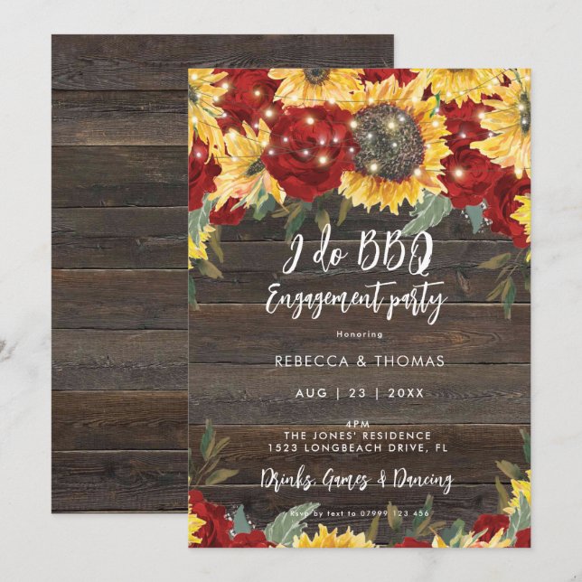 rustic barn I do BBQ couples shower invitation (Front/Back)