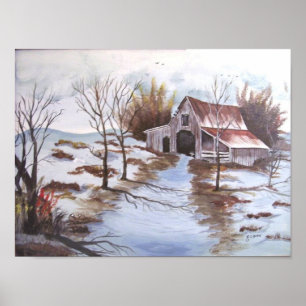 Rustic Barn Landscape Poster
