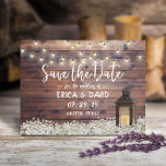 Rustic Barn Lantern String Lights Save the Date Announcement Postcard<br><div class="desc">Rustic Barn Lantern String Lights  Save the Date Wedding Announcements.</div>