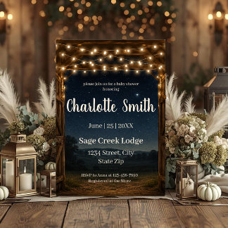 Rustic Barn Lights Baby Shower Invitation