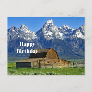 Rustic Barn Mountains Landscape Photo Birthday Postcard
