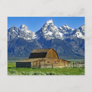 Rustic Barn Mountains Landscape Photo Postcard