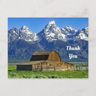 Rustic Barn Mountains Landscape Photo Thank You Postcard