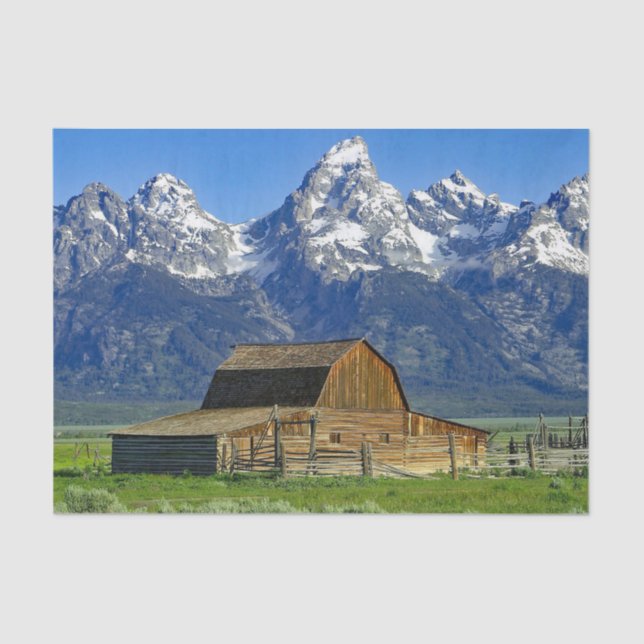Rustic Barn Mountains Landscape Photo Tissue Paper (Front)