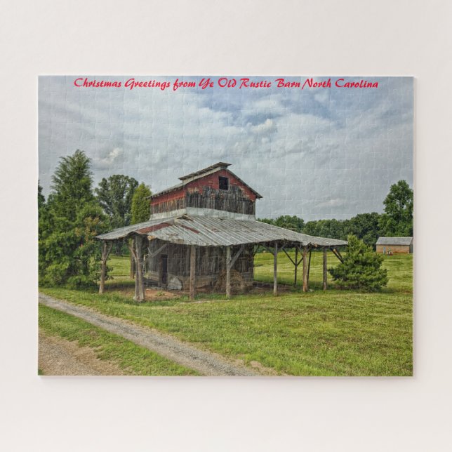 Rustic Barn North Carolina. Christmas Greetings Jigsaw Puzzle (Horizontal)