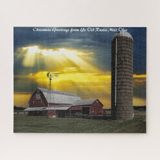 Rustic Barn Ohio. Christmas Greetings Jigsaw Puzzle (Horizontal)