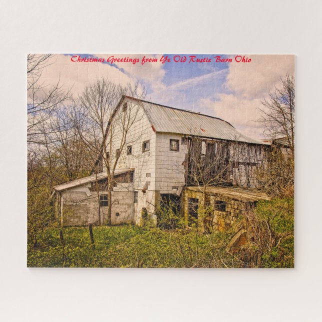Rustic Barn Ohio. Christmas Greetings Jigsaw Puzzle (Horizontal)