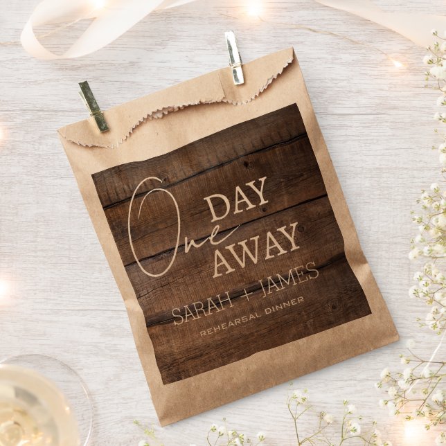 Rustic Barn One Day Away Rehearsal Dinner Wedding  Favour Bags (Clipped)