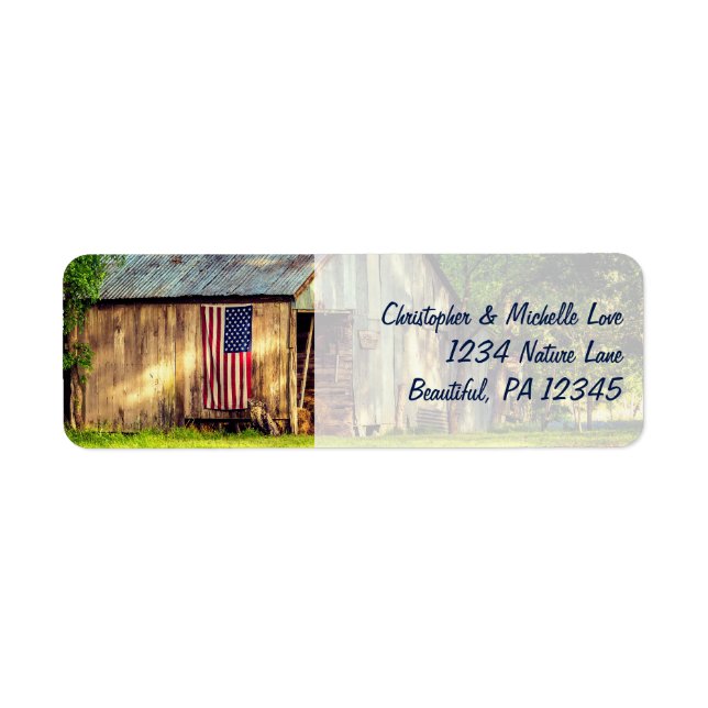 Rustic Barn Patriotic US American Flag Address (Front)