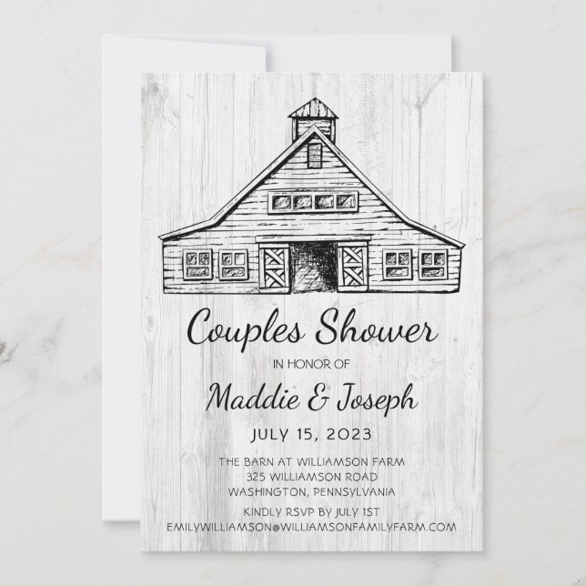 Rustic Barn Photo Couples Shower Invitation (Front)