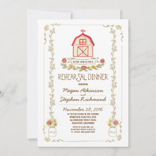 Rustic barn rehearsal dinner invitations