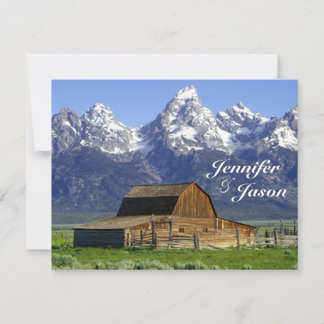 Rustic Barn Rocky Mountain Wedding Invitations (Front)
