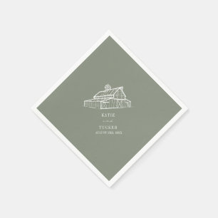 Rustic Barn Sage Green Farm Fall Wedding  Napkin