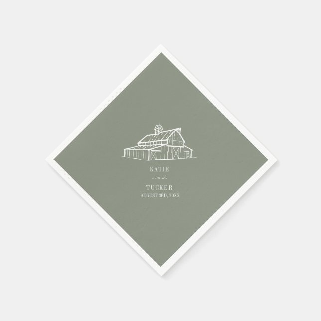 Rustic Barn Sage Green Farm Fall Wedding  Napkin (Corner)