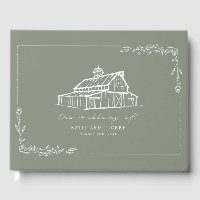 Rustic Barn Sage Green Farm Wedding Guest Book